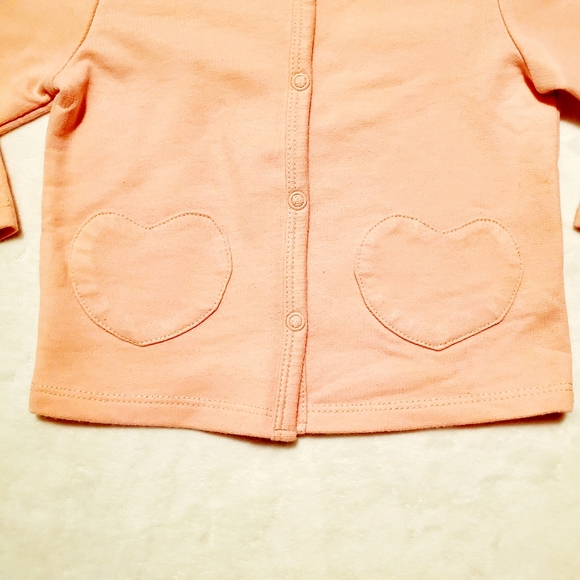4/$25 SALE 🛍️ First Impressions Pink Heart Pocket Cardigan 6-9M - Picture 4 of 7